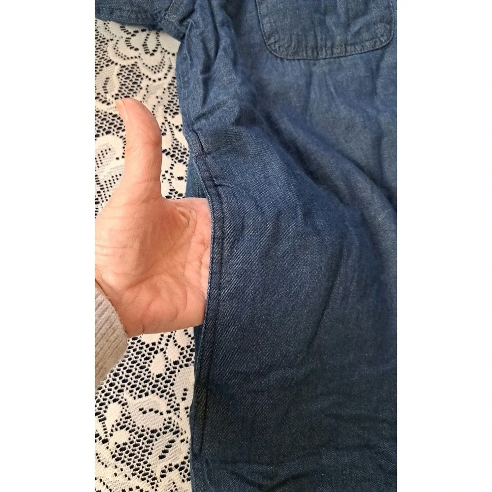 Wrangler Denim Chambray Shacket M Blue Sherpa Lined Button Front‎ Pockets NWT
